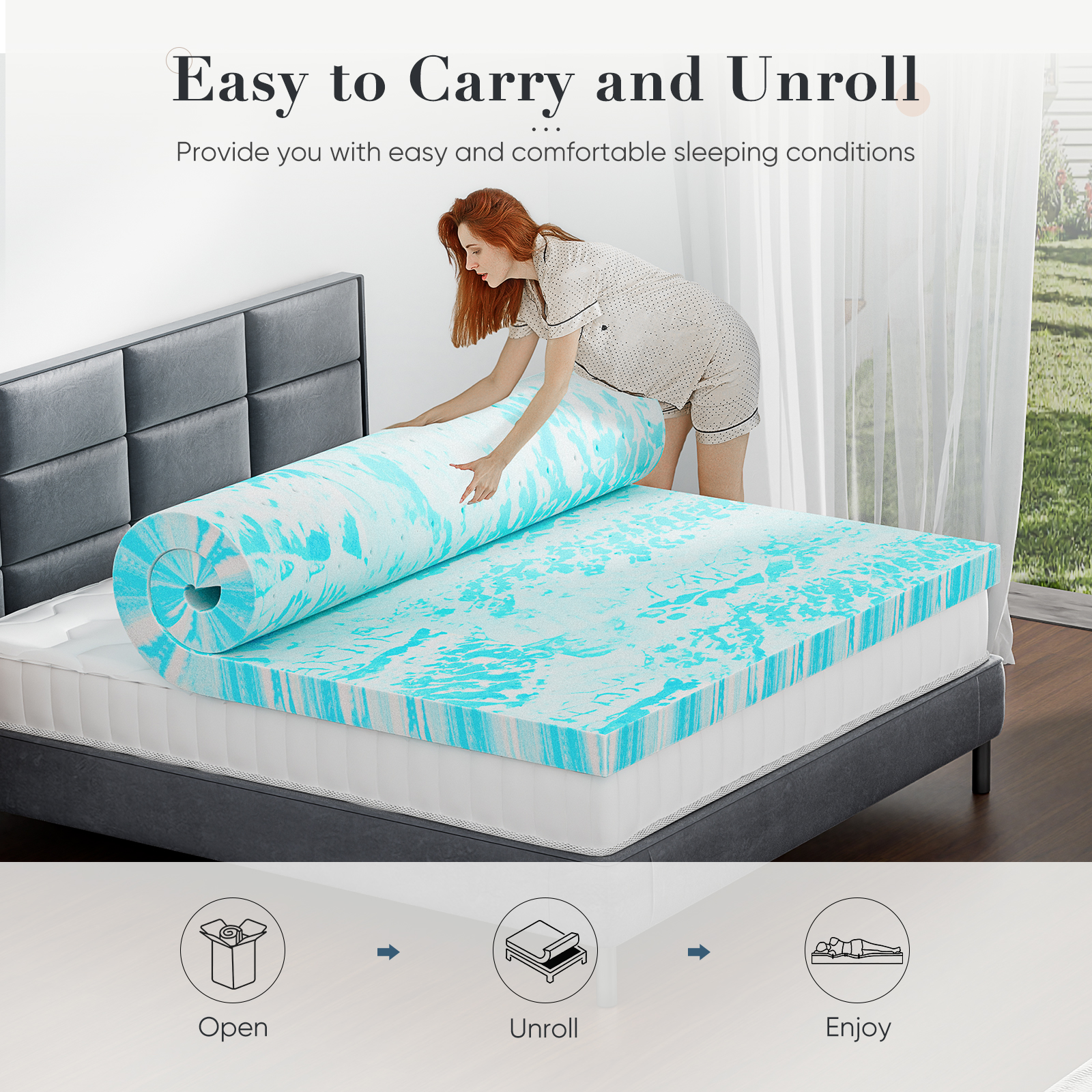 Cooling Gel Memory Foam Topper view 2